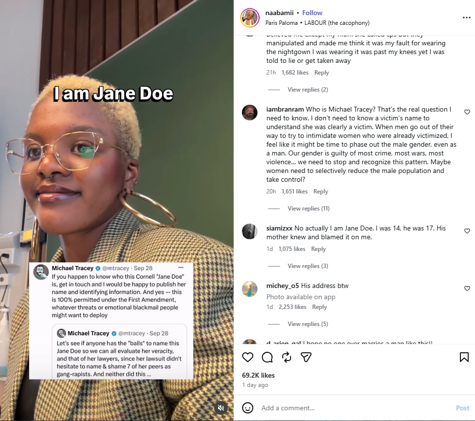 A picture of a woman with the text 'I am Jane Doe'