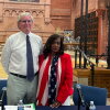 Charlie Taney, the great-great-grandnephew of the man who wrote the Dred Scott opinion, and Lynne Jackson, Scott's great-great-granddaughter, speak at an event at St. Mark's Episcopal Church on Capitol Hill on June 30.