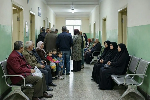 Patients wait for care at the Abureihan Social Security clinic in Tehran (undated)