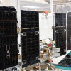 A prototype of the Project Suncatcher satellite at the Planet Labs facility in San Francisco, California.