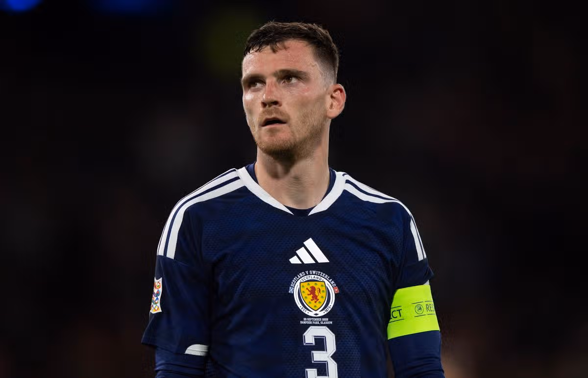 Andy Robertson of Scotland during the UEFA Nations League 2026/27 group phase match between Scotland and Switzerland at Hampden Park
