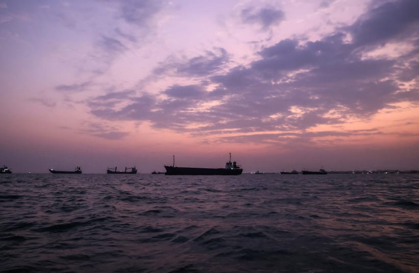 Vessels transit the Strait of Hormuz off the coast of the port city of Bandar Abbas in southern Iran on September 5, 2026; illustrative