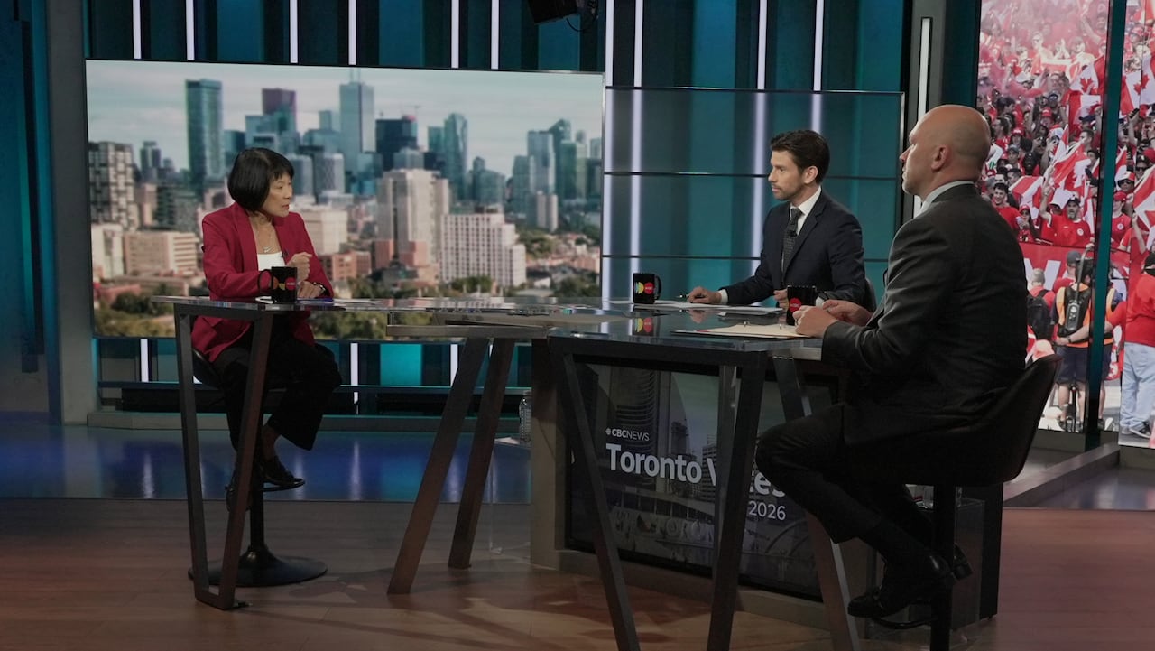 Olivia Chow and Brad Bradford sit down with Chris Glover, host of CBC Radio's Metro Morning at a studio in the CBC Broadcasting Centre.
