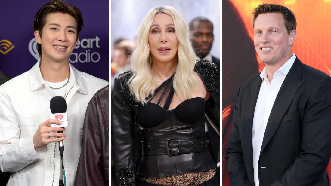 From left: A BTS member, Cher, David Ellison.