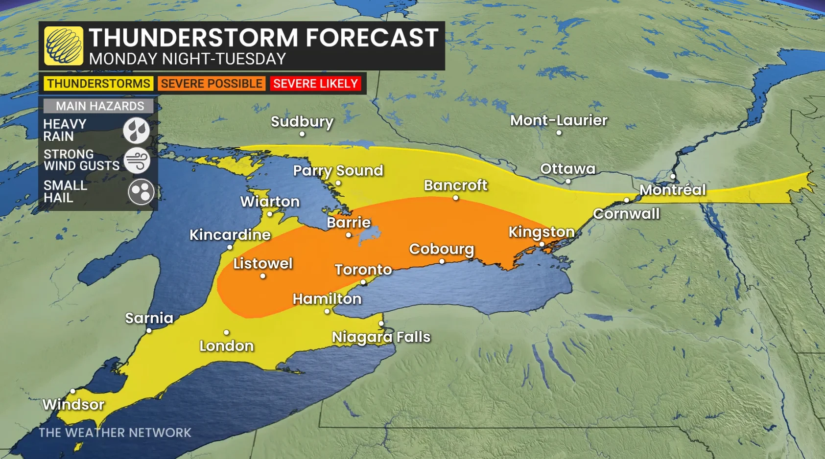 Ontario Monday night/Tuesday storm risk (updated) - Oct. 12, 2026