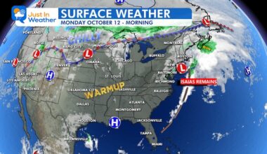 October 12 weather Monday morning storm map
