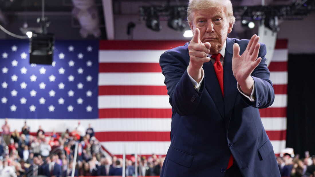 President Trump leaves the stage after speaking during an election rally at in Syracuse, New York on Oct. 9, 2026.