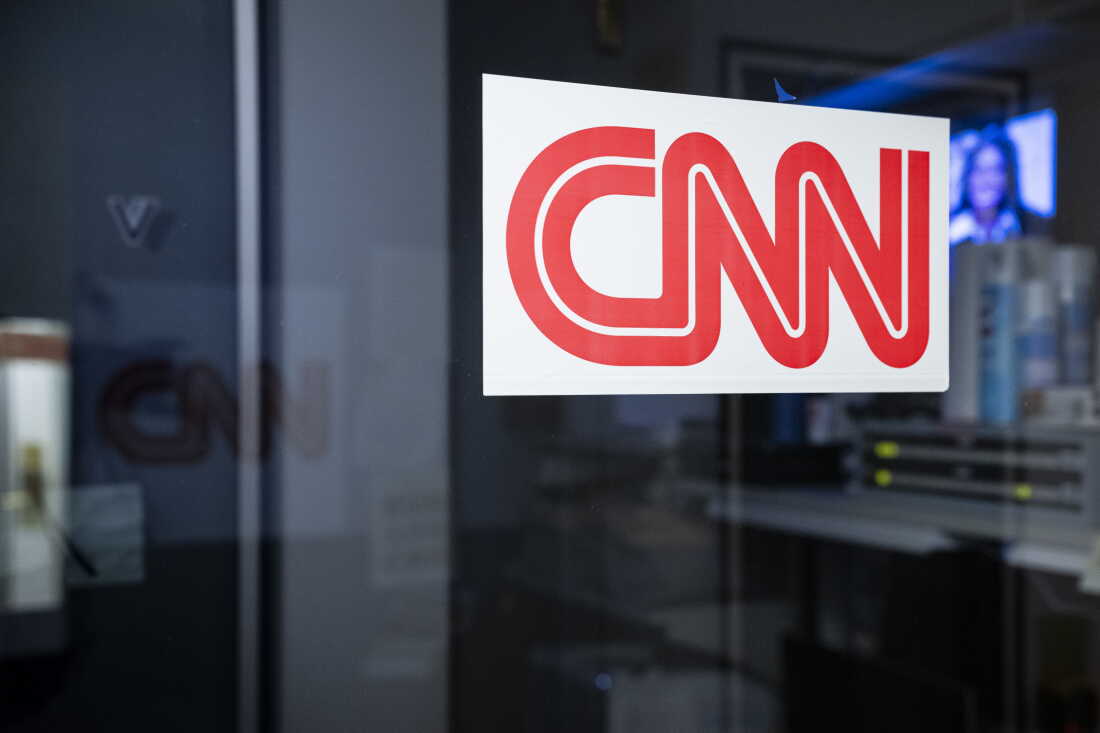 WASHINGTON, DC - SEPTEMBER 19: CNN signage on the network's booth in the press area of the White House after journalists with the network were earlier denied entry to the White House grounds, on September 19, 2026 in Washington, DC.