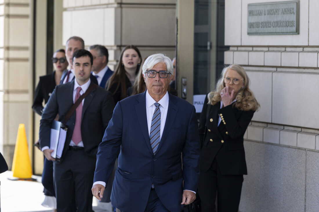 WASHINGTON, DC - OCTOBER 08: Lawyer for CNN, MS Now and Politico Ted Boutrous leaves the E. Barrett Prettyman United States Court House on October 08, 2026 in Washington, DC.