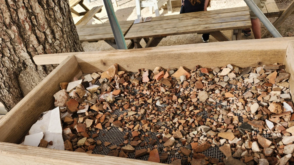 Pottery fragments and other material await examination at the Temple Mount Sifting Project in Jerusalem. Photo by Dave Gordon.