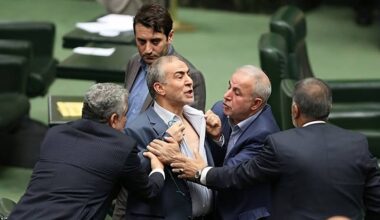FILE PHOTO: Brawl between MPs in Iran’s parliament (Majlis)
