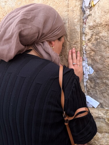 A woman prays at the Western Wall in Jerusalem.