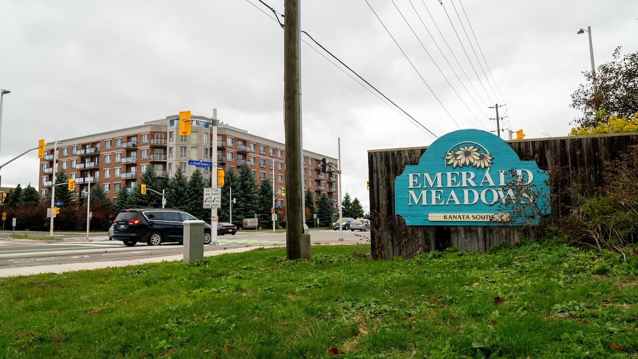 A sign and a building