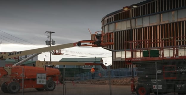 Construction on a building.