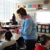 Principal Condra Allred visits a third grade class at Cleveland Elementary School in Cedar Rapids, Iowa.