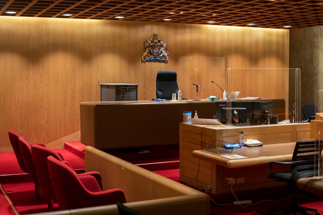 The interior of a courtroom is shown at B.C. Supreme Court in Vancouver on Jan. 25, 2022.