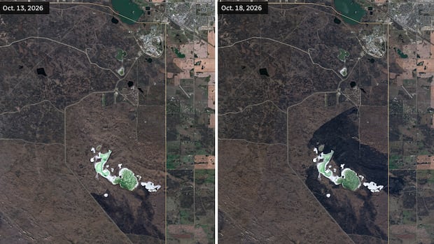 Satellite images reveal Wainwright fire devastation