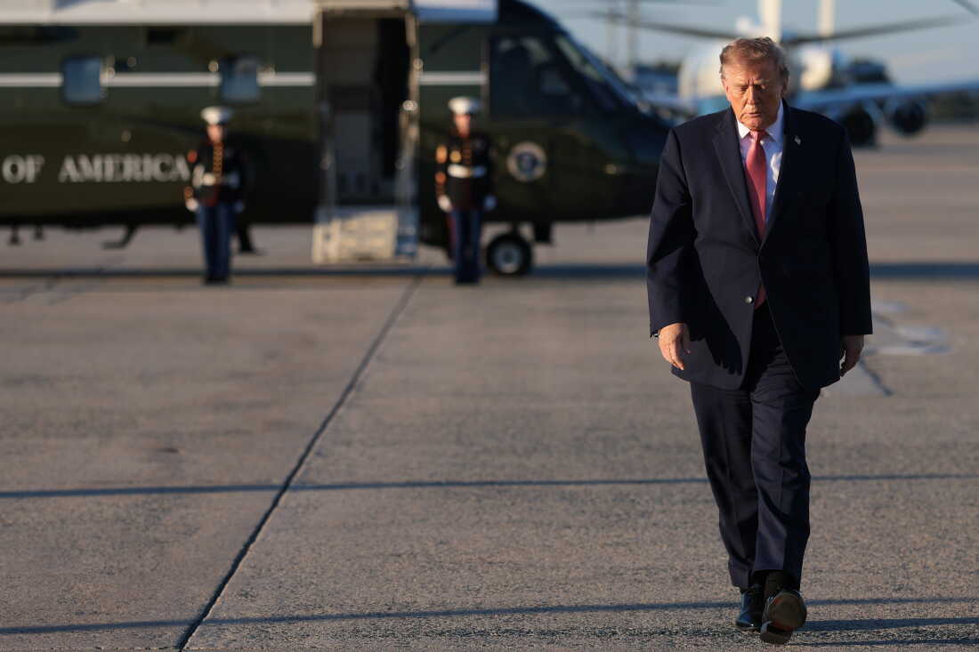 President Trump walks to board Air Force One on Oct. 20 at Joint Base Andrews in Maryland.