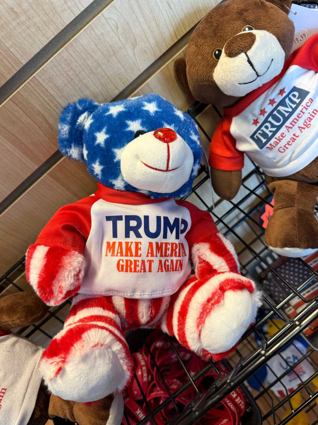 The Trump Store in Bensalem, Pa., sold a wide variety of products before it closed early this year. Items included an "Alligator Alcatraz" T-shirt, "Trump Won" caps and this patriotic Trump bear.