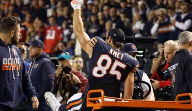 Chicago Bears tight end Cole Kmet out for season after knee injury against New England Patriots; fans react to loss