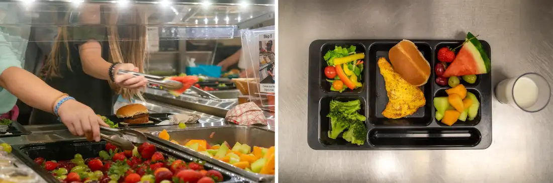 Students at Preston Elementary select their lunches, including a catfish cake sandwich. On a recent visit, the school also offered fillets.