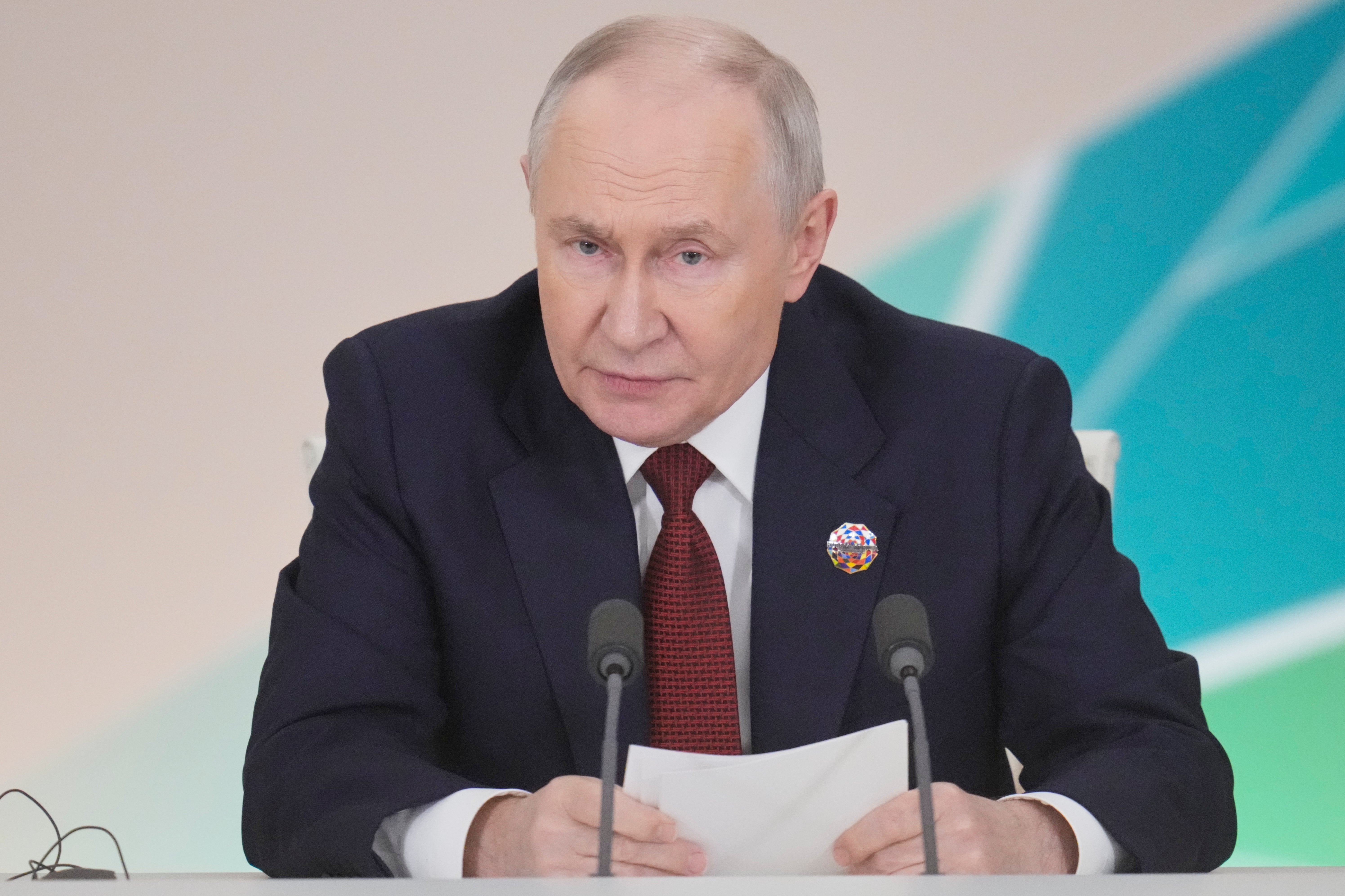 Putin holds a news conference after the plenary session of the Russia-Africa Summit in Moscow
