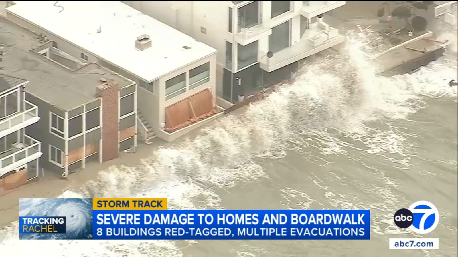 Long Beach homes red-tagged as high surf from Tropical Storm Rachel damages shoreline
