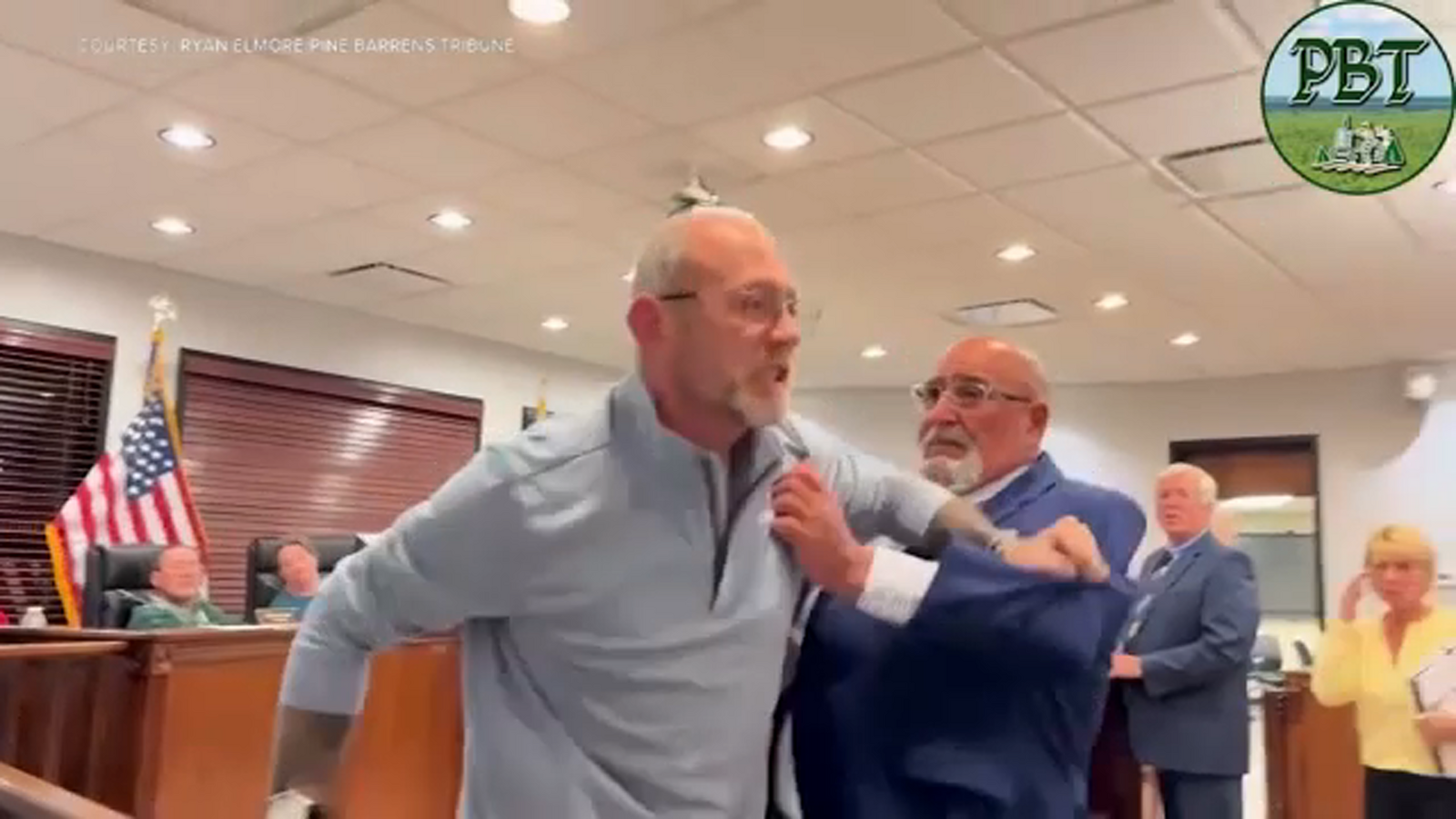 Video shows Pemberton, New Jersey Mayor Matthew Bianchini charging at resident during council meeting