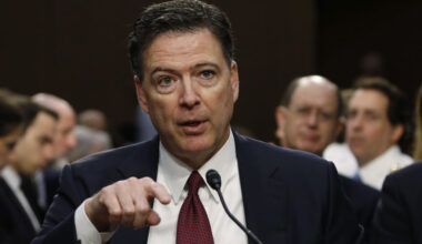 Former FBI Director James Comey testifies before a Senate Intelligence Committee hearing in Washington