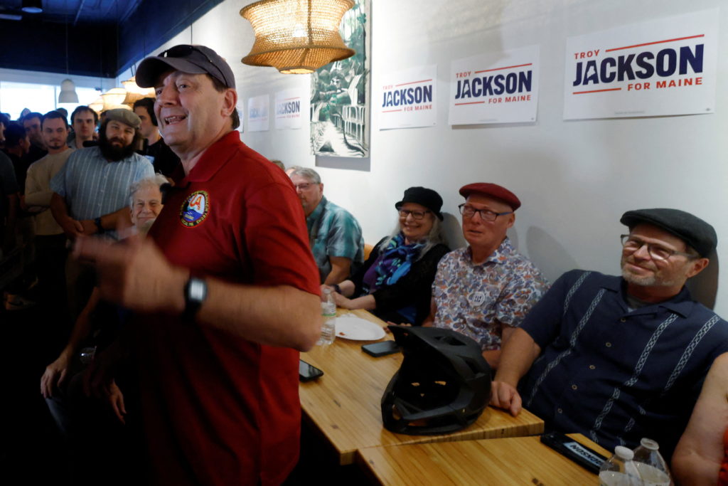 Democratic candidate for the U.S. Senate Jackson campaigns in Portland