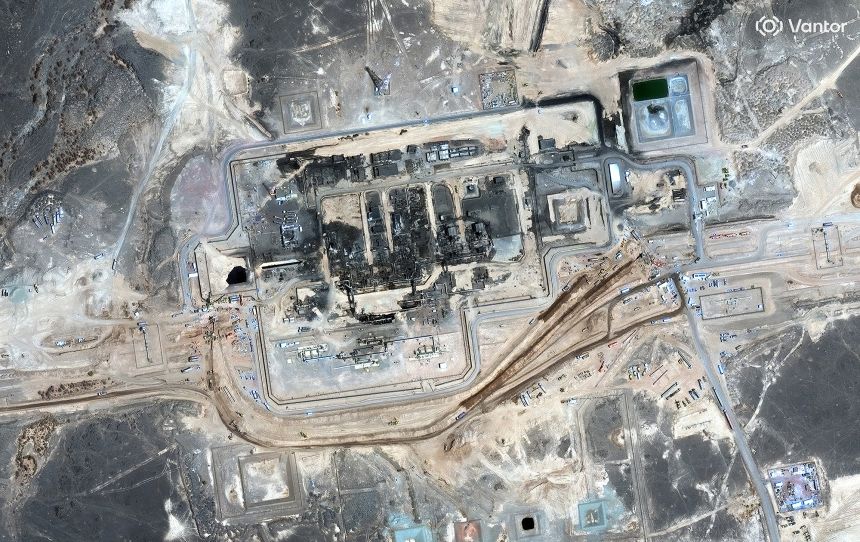 Satellite imagery shows damage to the Saudi Arabia East-West pipeline following a drone attack, on September 22.