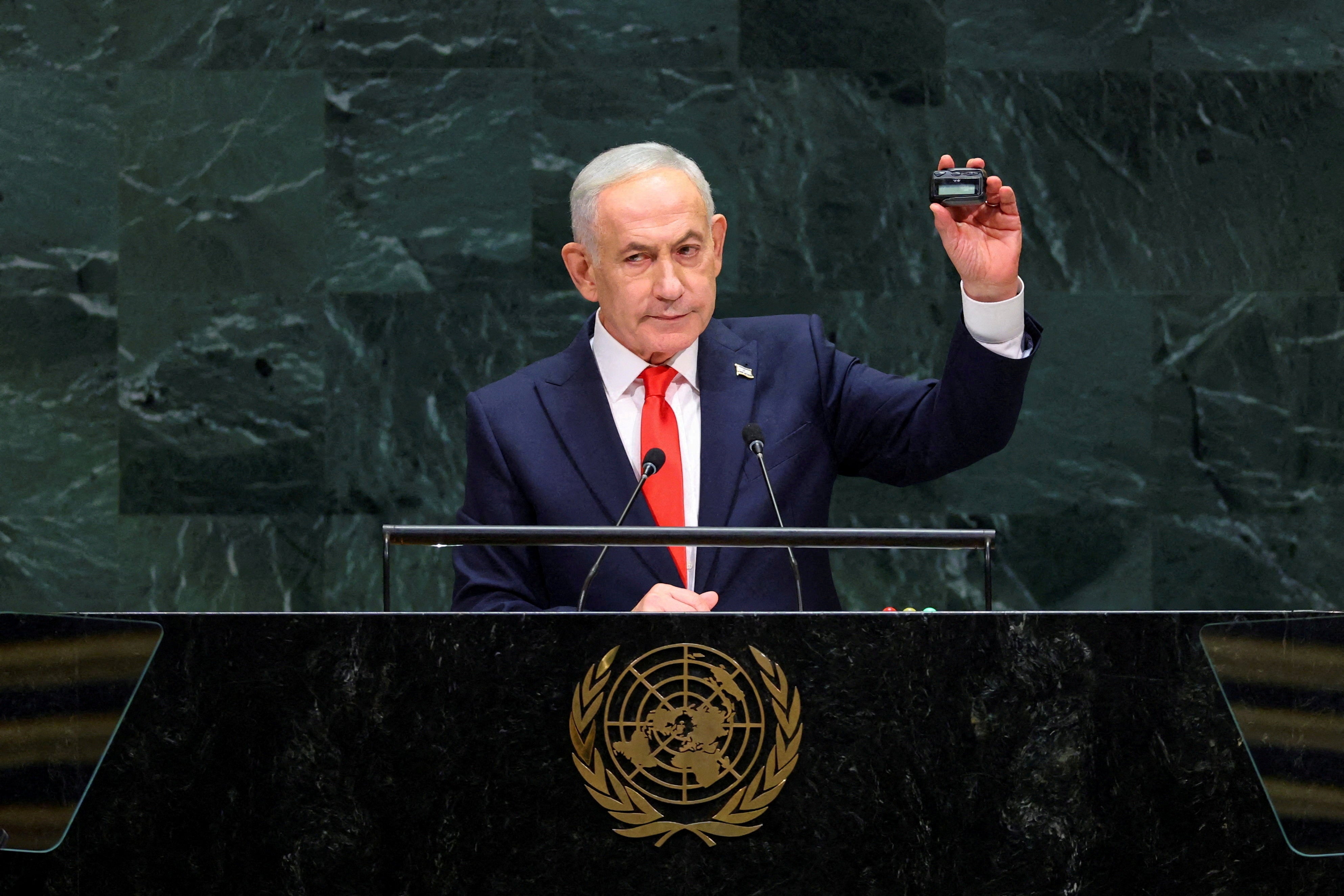 Netanyahu last month in New York