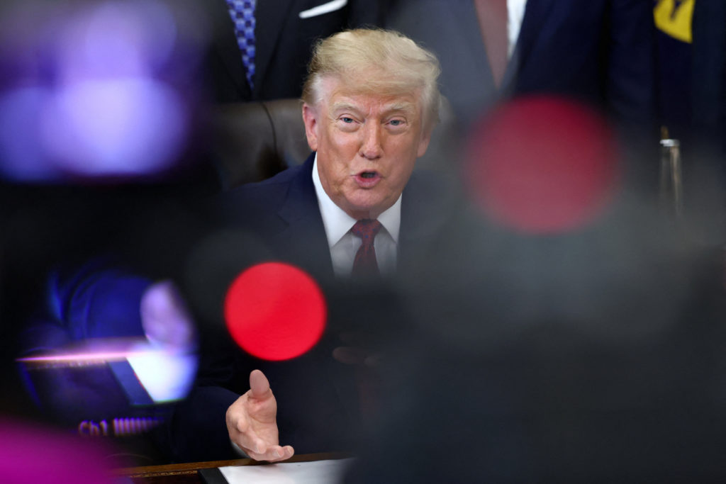 US President Trump makes an announcement at the White House in Washington, D.C.