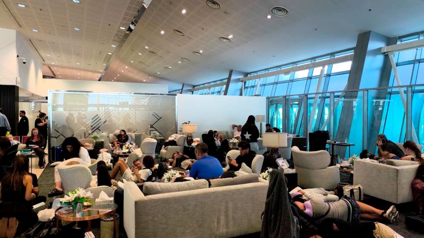 Passengers at Tabuk airport after a Flydubai aircraft that was bound for Israel from the United Arab Emirates was diverted to Saudi Arabia after transmitting emergency signals, in this screen grab obtained from a video on September 30.