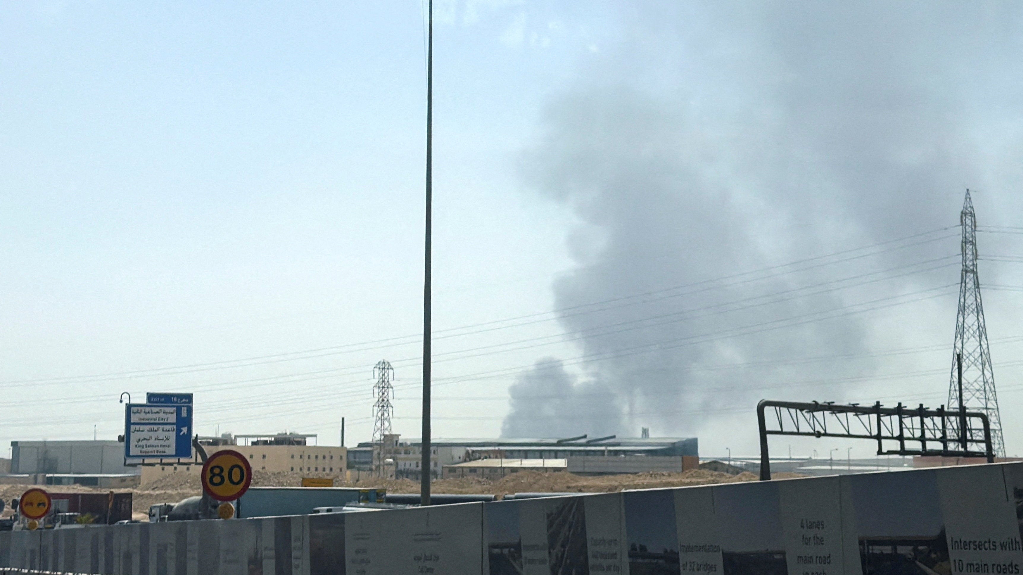 Smoke rises from a fire at the Aramco refinery south of Riyadh, Saudi Arabia, October 3, 2026.