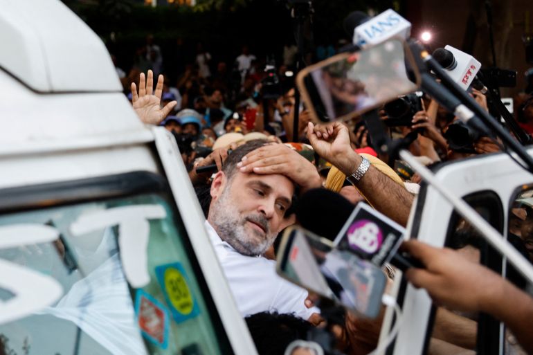 Indian opposition leader Rahul Gandhi is detained by police during a protest organised by opposition parties demanding the resignation of Chief Election Commissioner Gyanesh Kumar, in New Delhi, India, October 7, 2026
