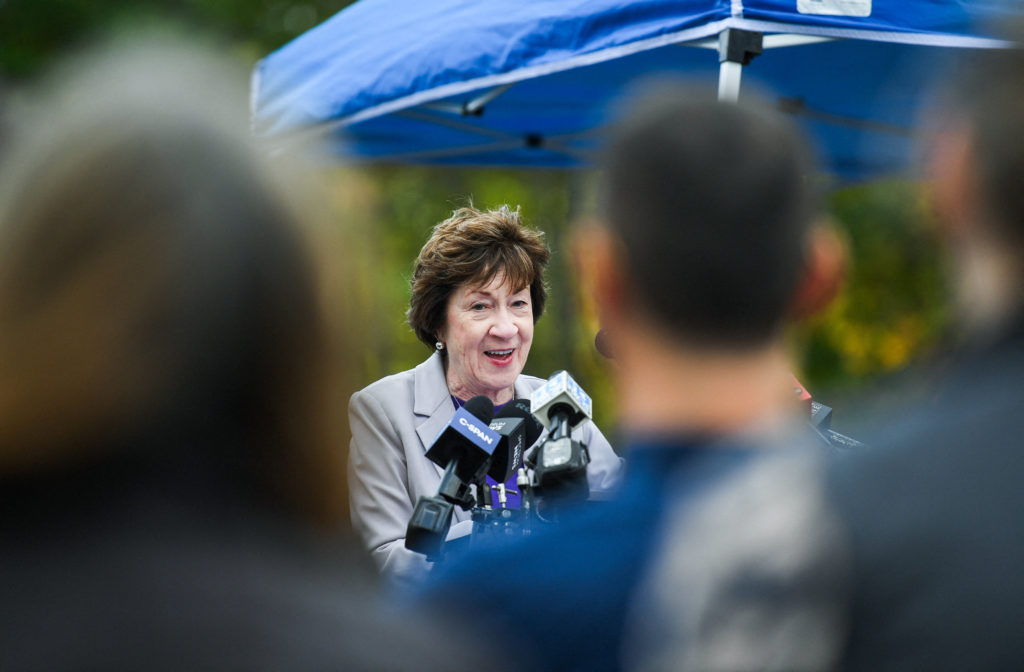 US Senator Susan Collins visits a new wastewater treatment facility in Windham