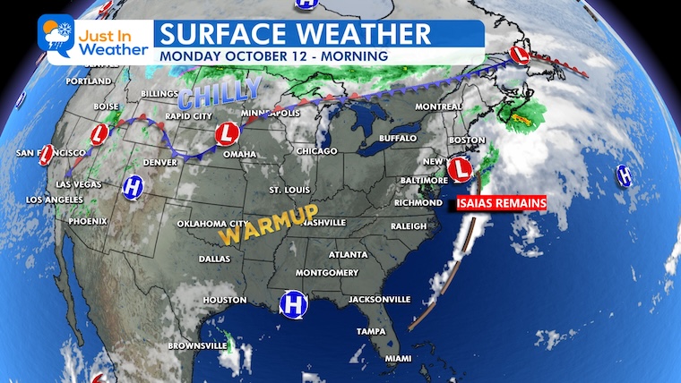 October 12 weather Monday morning storm map
