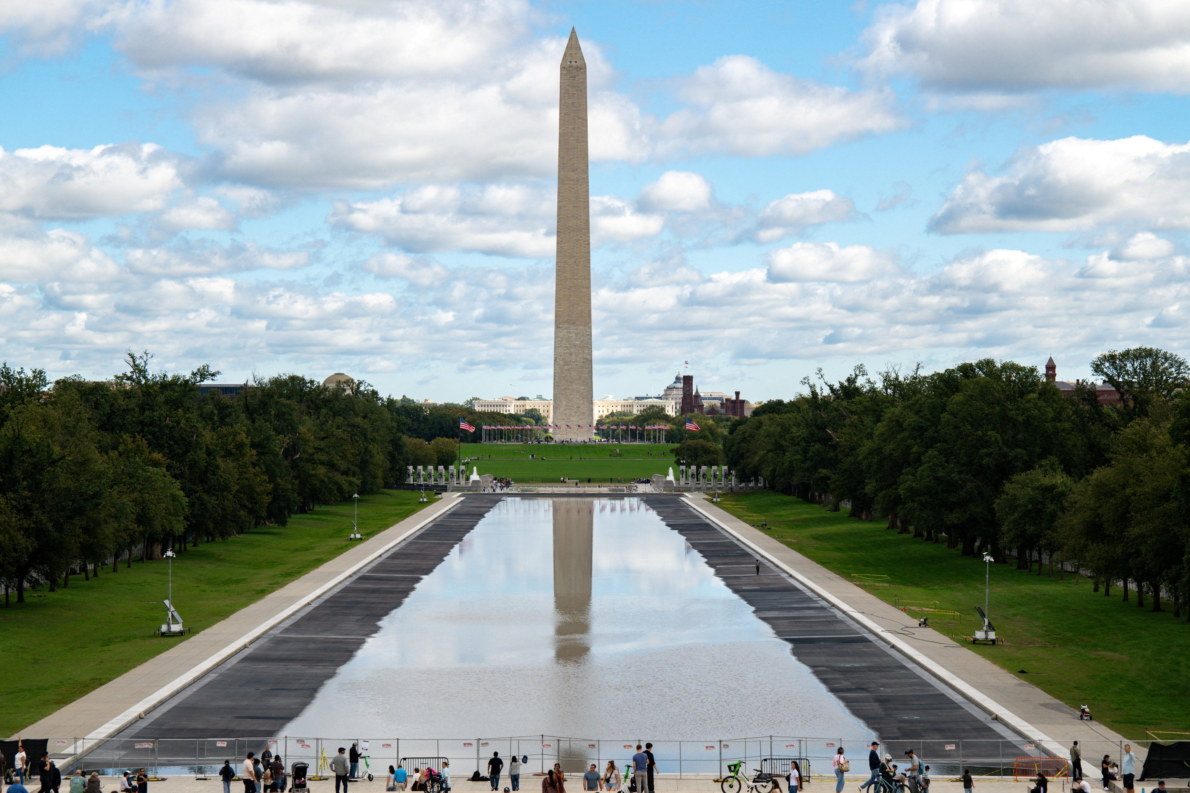 A ‘failure analysis’ found more than 85 damage points at the Lincoln Memorial Reflecting Pool that compromised a recently applied blue liner after Donald Trump pushed for renovations this summer