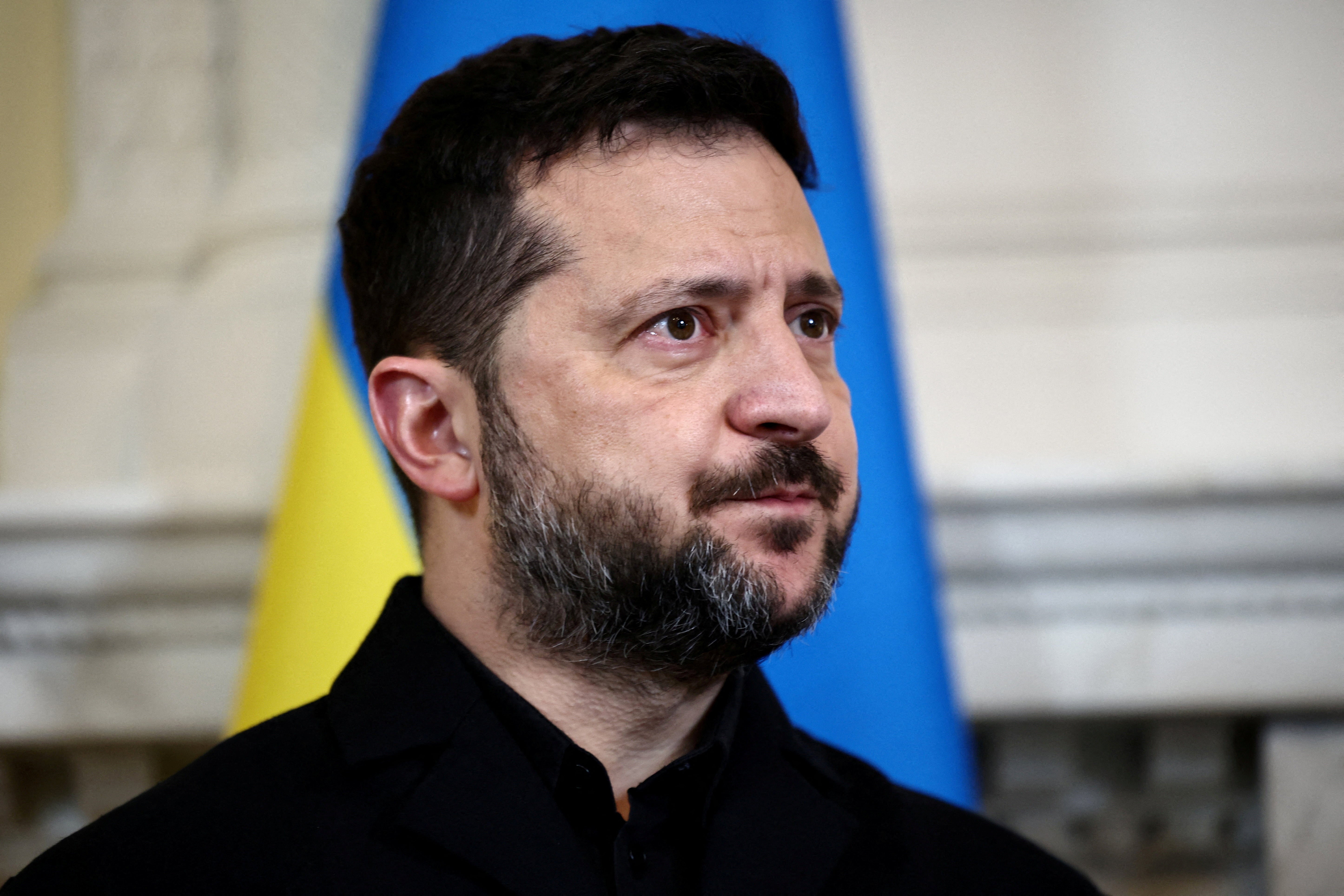 Zelensky reacts during a meeting with Burnham at 10 Downing Street, 14 October 2026