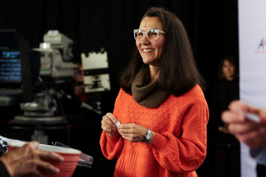 Democratic US Senate candidate Mary Peltola participates in a debate in Anchorage, Alaska, on October 15.