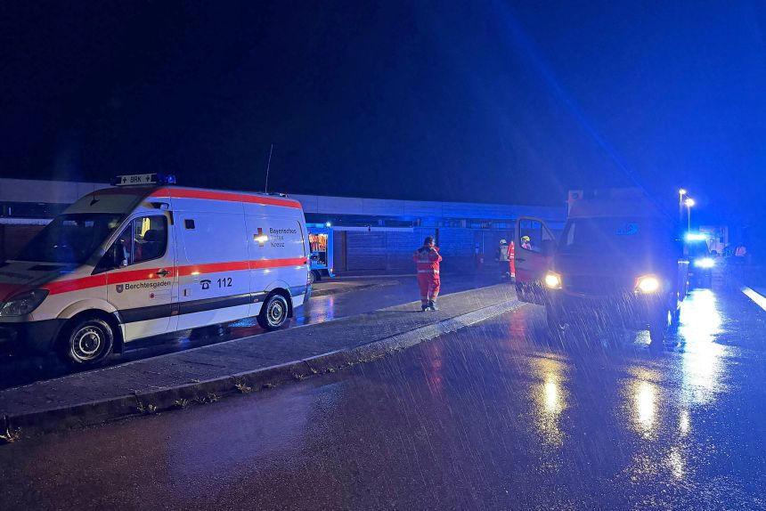 Firefighters and other emergency staff work at the site following a fire incident at the Kehlsteinhaus, the Eagle's Nest, in Berchtesgaden, Bavaria, Germany, on October 24, 2026.