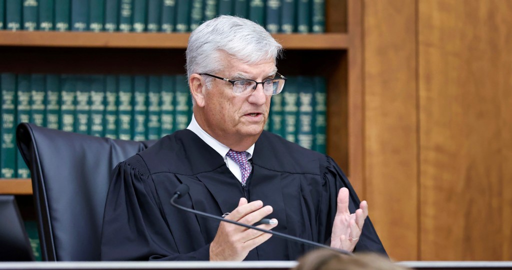 Judge William Sullivan presides over a hearing during the Lindsay Clancy trial.