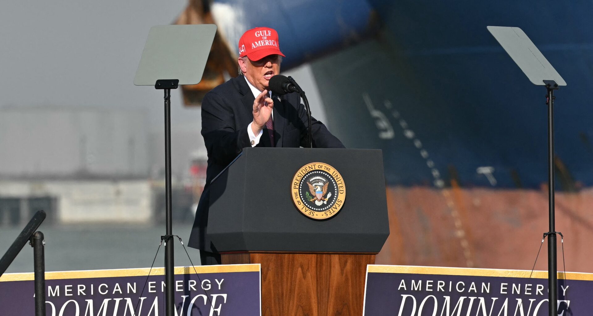 US President Donald Trump delivers remarks about energy at the Port of Corpus Christi in Texas, on February 27, 2026.