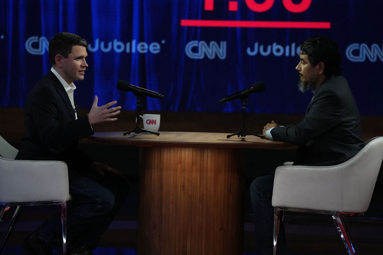 James Talarico and Rodrigo Zurita debate during the CNN and Jubilee Town Hall.