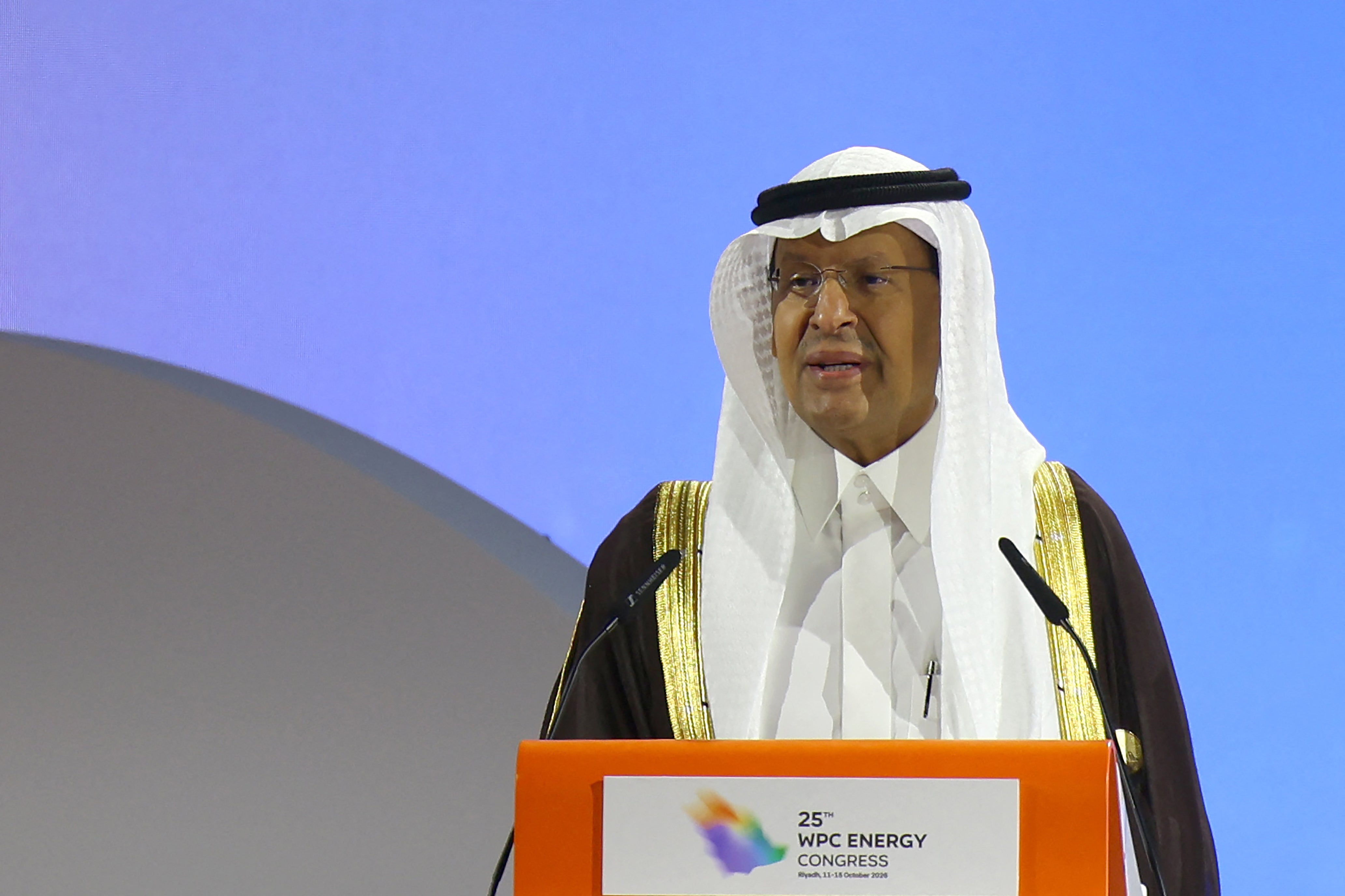 Saudi minister of energy Abdulaziz bin Salman al-Saud addresses the 25th World Petroleum Council Energy Congress in Riyadh on 12 October 2026
