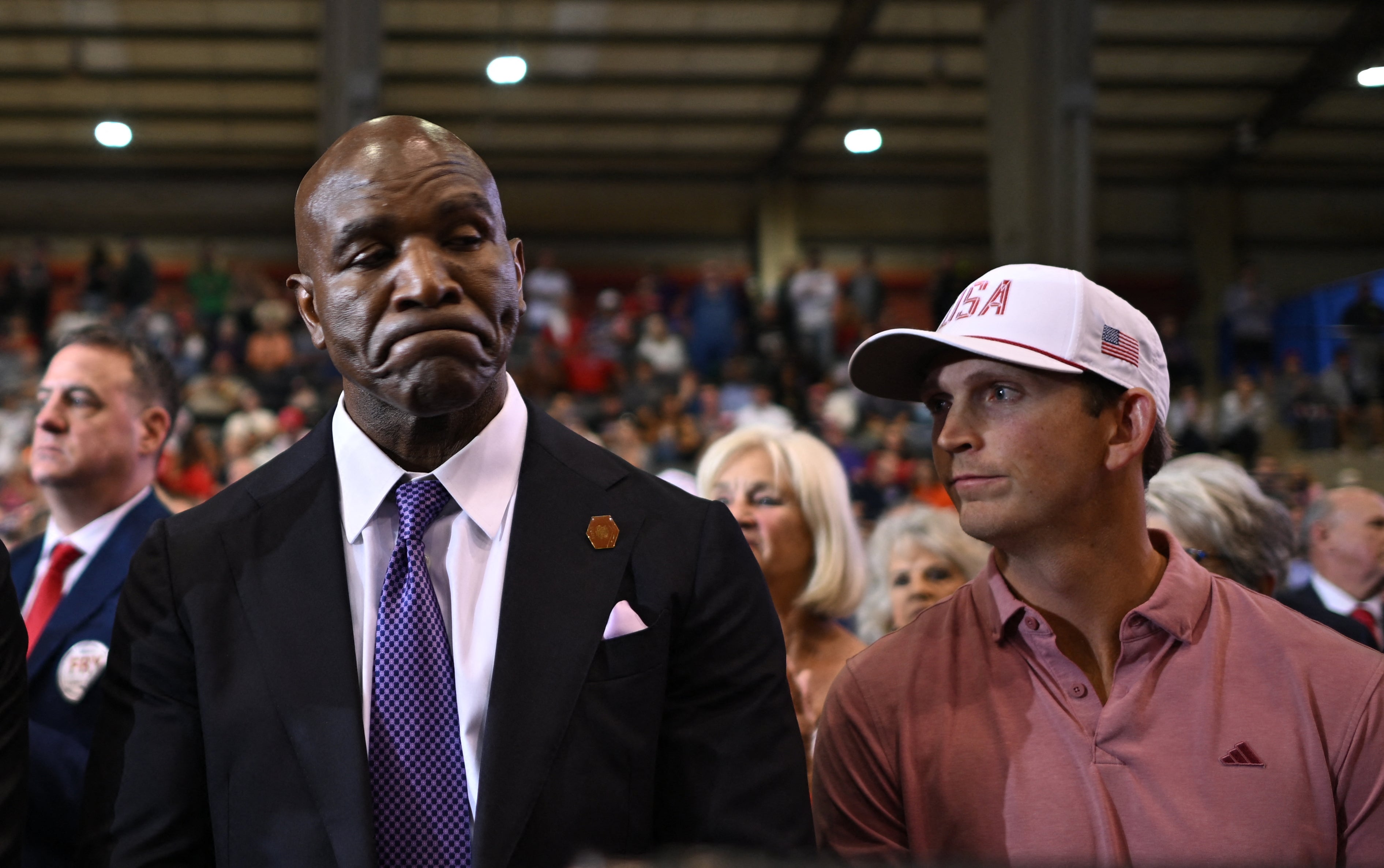 Holyfield and pro-golfer Jacob Bridgeman were both in the crowd for Trump’s address