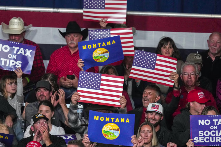 People at a campaign rally in Montana.