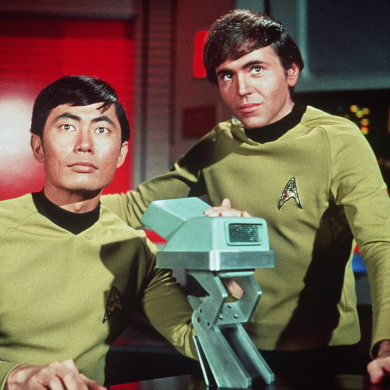 George Takei, left, and Walter on "Star Trek."