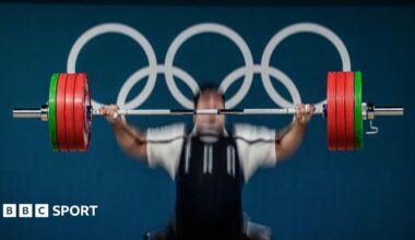 A weightlifter at the 2024 Paris Olympics